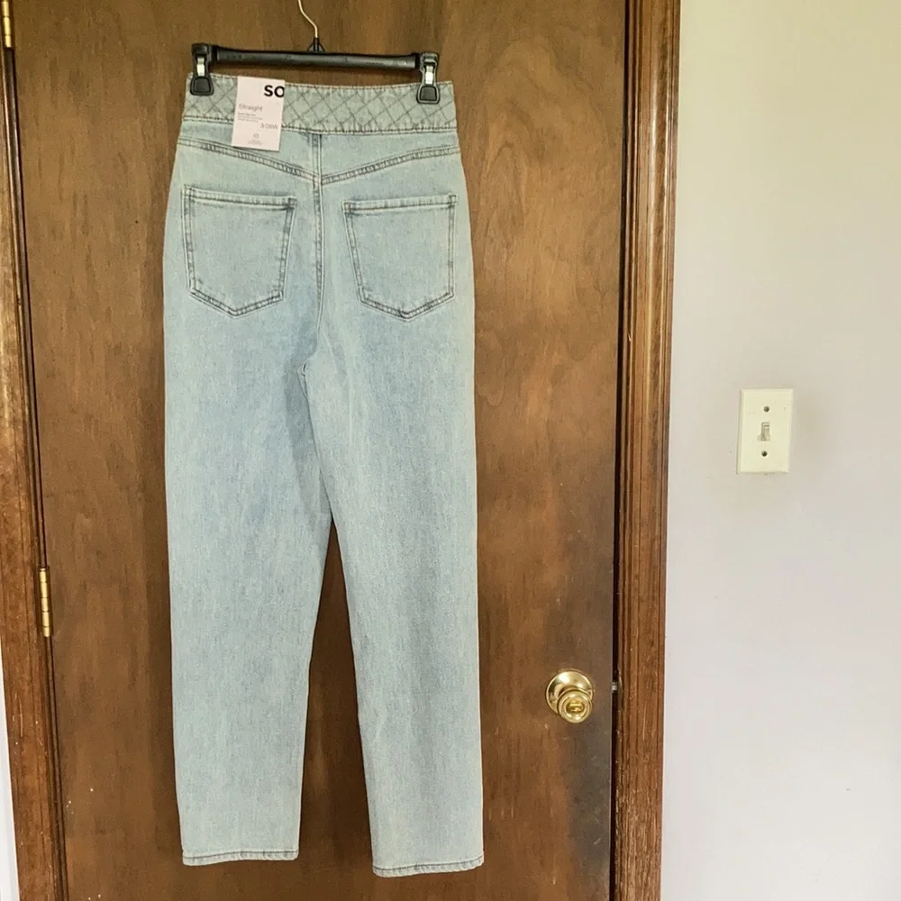 Relisting❌Super highrise straight woven denim jean pant quilted design waistband - Picture 13 of 17